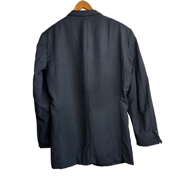 Z Zegna 100% Wool Black Blazer Sport Jacket 46 L check plaid - Picture 2 of 10